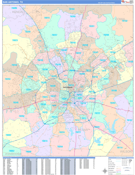 San Antonio City Digital Map Color Cast Style